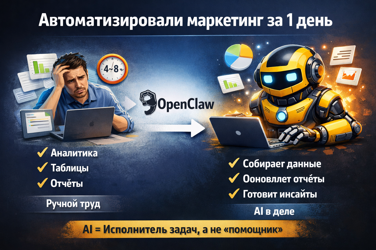 Как мы автоматизировали маркетинг за 1 день с помощью OpenClaw
